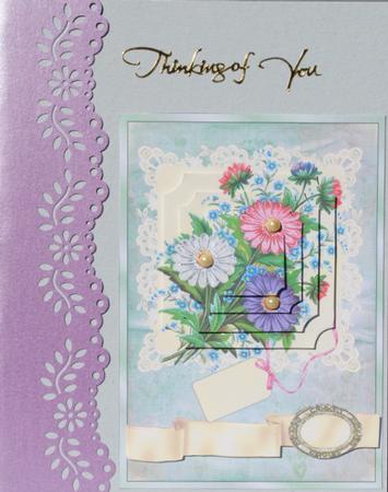 Vintage Asters on Lace - Best of Both Worlds Card Front by Kristina Norbat