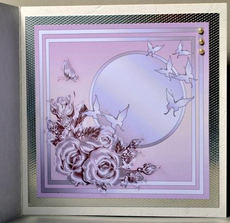 Antique Cream Metallic Roses and Butterfly Insert Plate 8x8 by Kristina Norbat