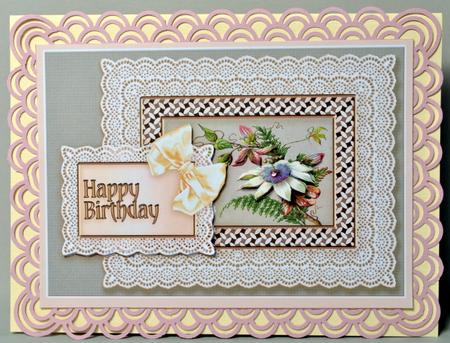 Vintage Floral Spray on a Broiderie Anglaise Frame Decoupage by Kristina Norbat