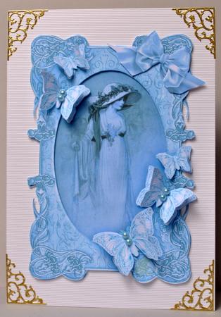 Vintage Lady in an Aqua Butterfly Frame Decoupage by Kristina Norbat