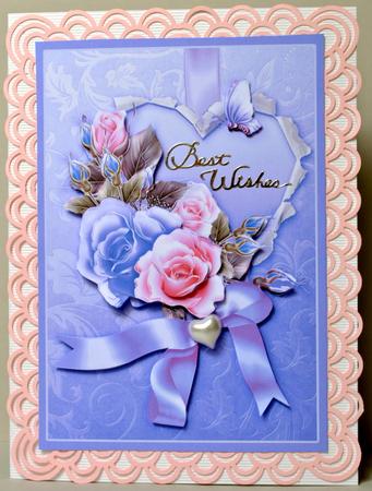 Lilac Heart with Rose Spray Decoupage by Kristina Norbat