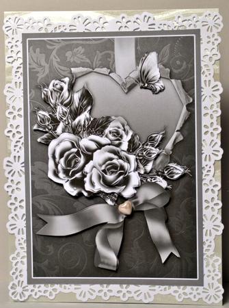 Monochrome Heart and Roses Decoupage by Kristina Norbat