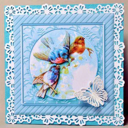 Vintage Birds and Blossom 8in x 8in Decoupage by Kristina Norbat