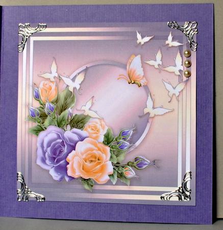 Gold Roses and Butterfly - Insert Plate 8in x 8in by Kristina Norbat