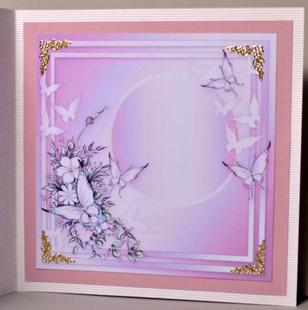 Pink Flowers and Butterflies on a Fan - 8" x 8" Insert Plate by Kristina Norbat
