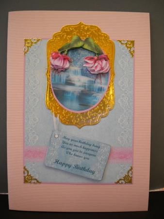 Waterfall & Fuchsias Card Front & Decoupage by Kristina Norbat