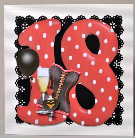 18th Birthday Large Shaped Card Front with Decoupage by Kristina Norbat