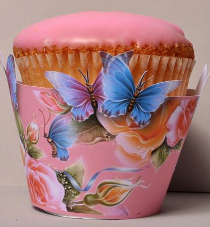 Roses and Butterflies Cupcake Wrappers by Kristina Norbat