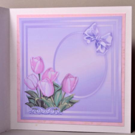 Pink Tulips in a Lilac Rope Frame - 8in x 8in Insert Plate by Kristina Norbat
