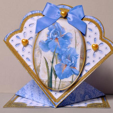 Blue Iris Anglaise Scallop Spring Decoupage Card by Kristina Norbat