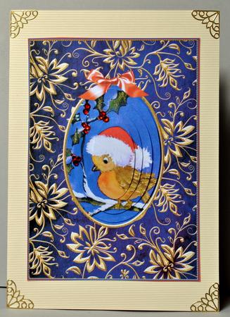 Robin with Gilded Frame Decoupage by Kristina Norbat