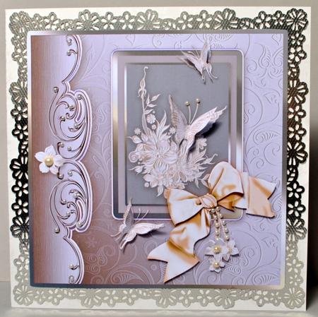 Embossed Pearlised Flowers & Butterflies 8in x 8in Decoupage by Kristina Norbat