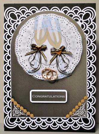 Champagne Glasses on Lace Rounded Card Front by Kristina Norbat