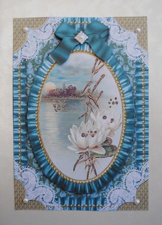 Oriental Lily Lace N Ruffle Card Front Step by Step by Kristina Norbat