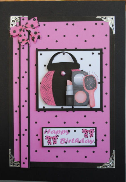 Girl's Make Up Bag Birthday Decoupage Card by Kristina Norbat