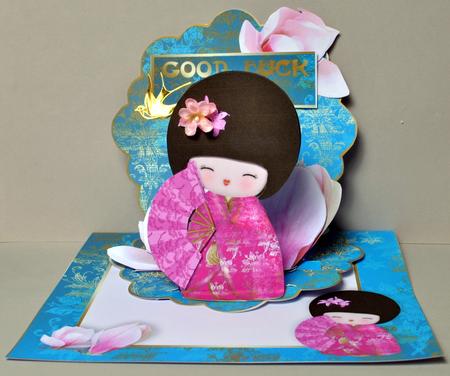 Good Luck Kokeshi - Scallop Flower Easel Kit by Kristina Norbat