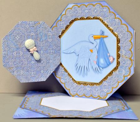 New Baby Boy Stork Octagon Lace 3D Locket Kit by Kristina Norbat
