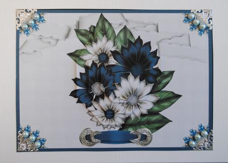 Ivory and Navy Flowers by Kristina Norbat