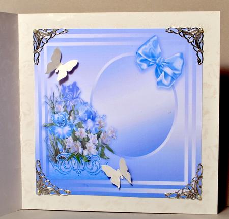 Iris in a Blue Rope Frame - 8in x 8in Insert Plate by Kristina Norbat