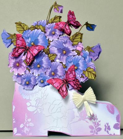 Boot with Pansies Decoupage Card by Kristina Norbat