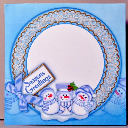Blue Snowmen 8in Square Envelope Kit by Kristina Norbat