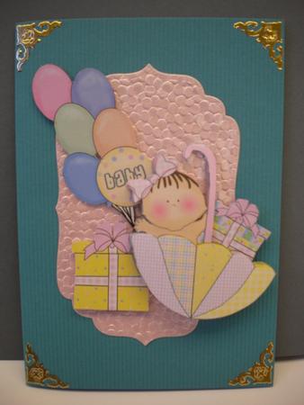Babies in Brollies (pink) Decoupage - Use with My Large Baby Wobble Cards by Kristina Norbat