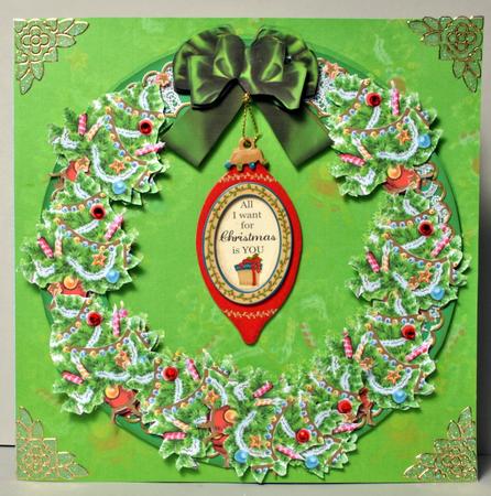 Christmas Trees 8in Decoupage 3D Ring Card Kit by Kristina Norbat