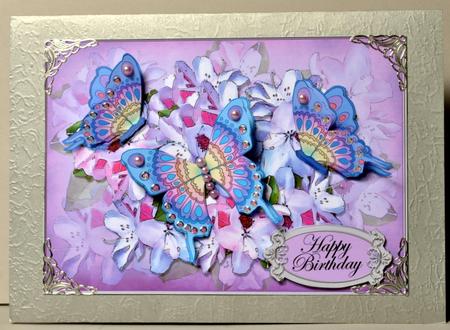 A4 Birthday Flowers N Butterfly Card Topper by Kristina Norbat