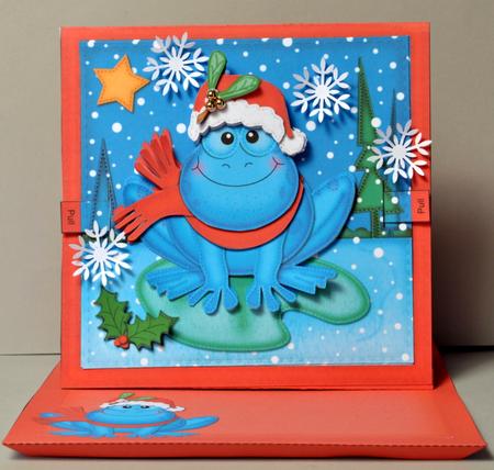3D Freddy Frog Xmas Animated Moveable Wobble Head Card Kit by Kristina Norbat