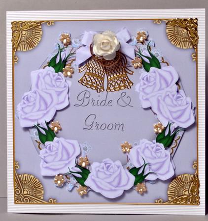 White Roses Bride and Groom Decoupage 3D Ring Sheet by Kristina Norbat