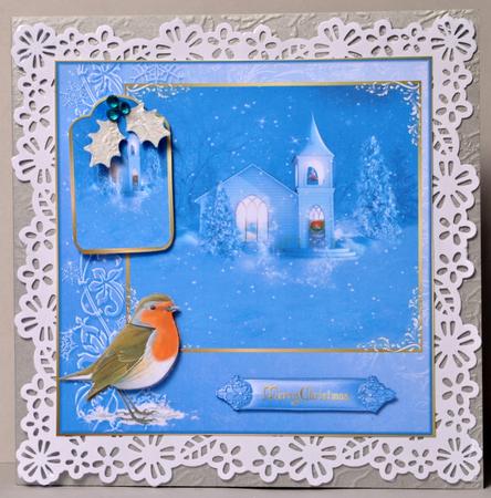 Silent Night Christmas Robin with Decoupage & Tag by Kristina Norbat