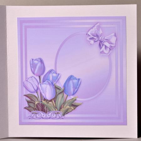 Lilac Tulips in a Pink Rope Frame - 8in x 8in Insert Plate by Kristina Norbat