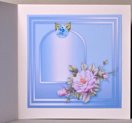 Pink Roses on a Blue Satin Shield - 8in x 8in Insert Plate by Kristina Norbat