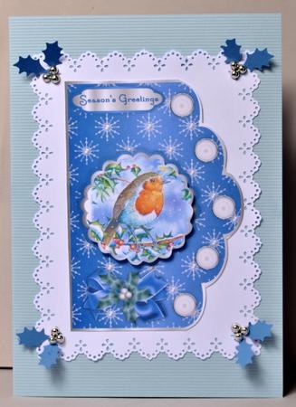 The Christmas Robin A4 Scallop Card Front by Kristina Norbat