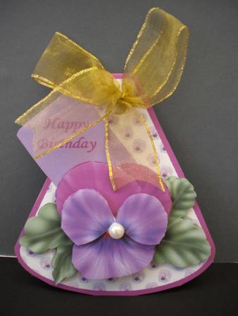 Purple Pansy Wobble Card with Decoupage - Happy Birthday by Kristina Norbat