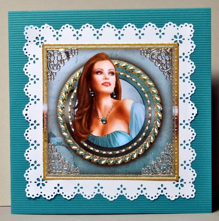 Art Deco Pearl Cameo 8x8 (aqua) by Kristina Norbat