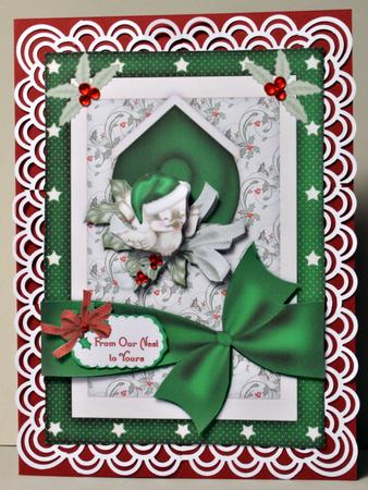 The Little Christmas Sparrow 2 Card Front with Step by Step by Kristina Norbat