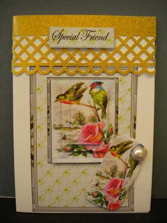 Vintage Birds Sitting on Rose Branch by Kristina Norbat