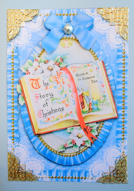 Christmas Book Lace N Ruffles Card Front Step by Step by Kristina Norbat