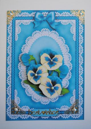 A5 Pansy, Lace and Pearls Kit with 3D Decoupage and Pyramage by Kristina Norbat