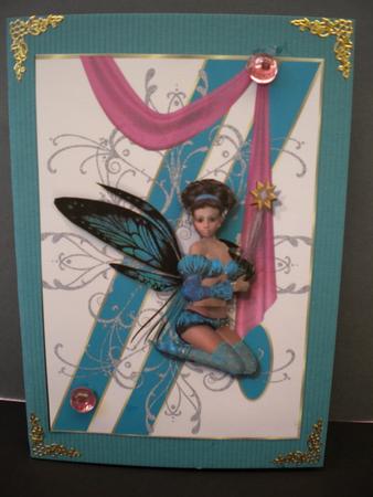 Teal Fairy Card Topper by Kristina Norbat