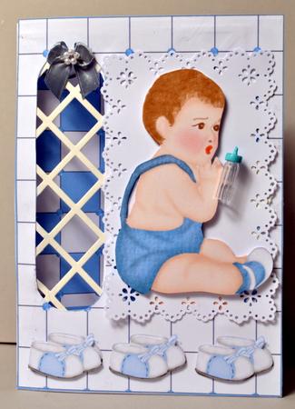 Baby Boy Left Trellis Card Kit by Kristina Norbat
