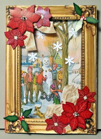 Inside Out Card Vintage Christmas with 3D Poinsettias by Kristina Norbat