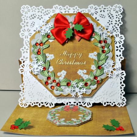 Mistletoe Dark Gold Lace Octagon Decoupage Card Kit by Kristina Norbat