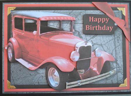 Red Vintage Card Card Front - Birthday by Kristina Norbat