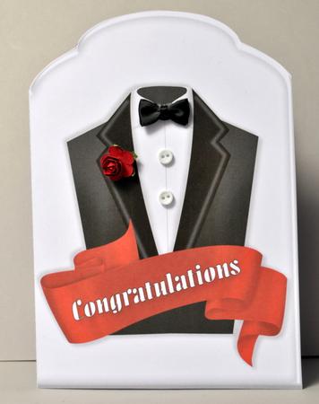 Tuxedo Congratulations Scalloped Top Quick Card by Kristina Norbat