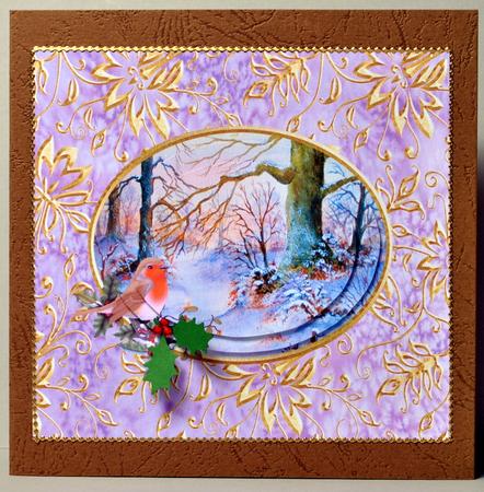 Winter Scene Topper with Robin and Gilded Background by Kristina Norbat