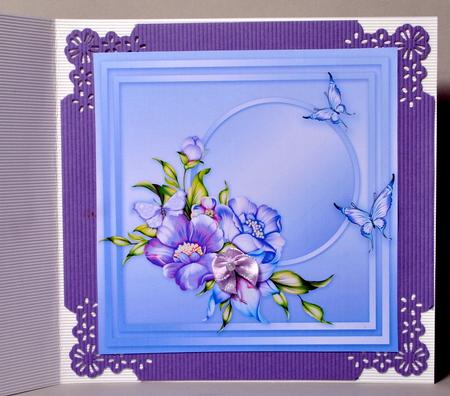 Blue Anemones on a Lace Fan - 8in x 8in Insert Plate by Kristina Norbat