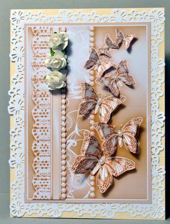 Gold Butterflies Pearls and Lace Decoupage by Kristina Norbat
