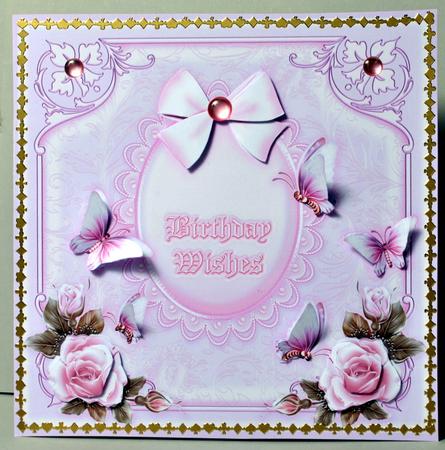 Pretty in Pink Birthday Roses 8in x 8in Decoupage by Kristina Norbat